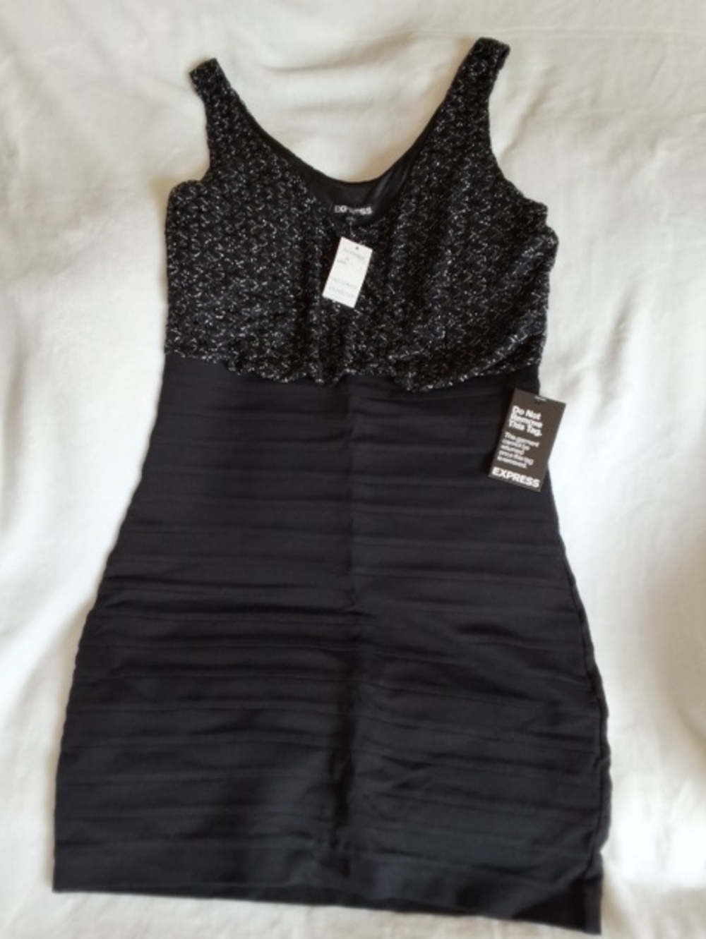 Express Black/Silver Accent BodyCon Dress-NWT!